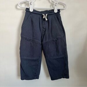 Zara Plush Pants navy blue sweatpants 12-18 months baby boy paneled drawstring